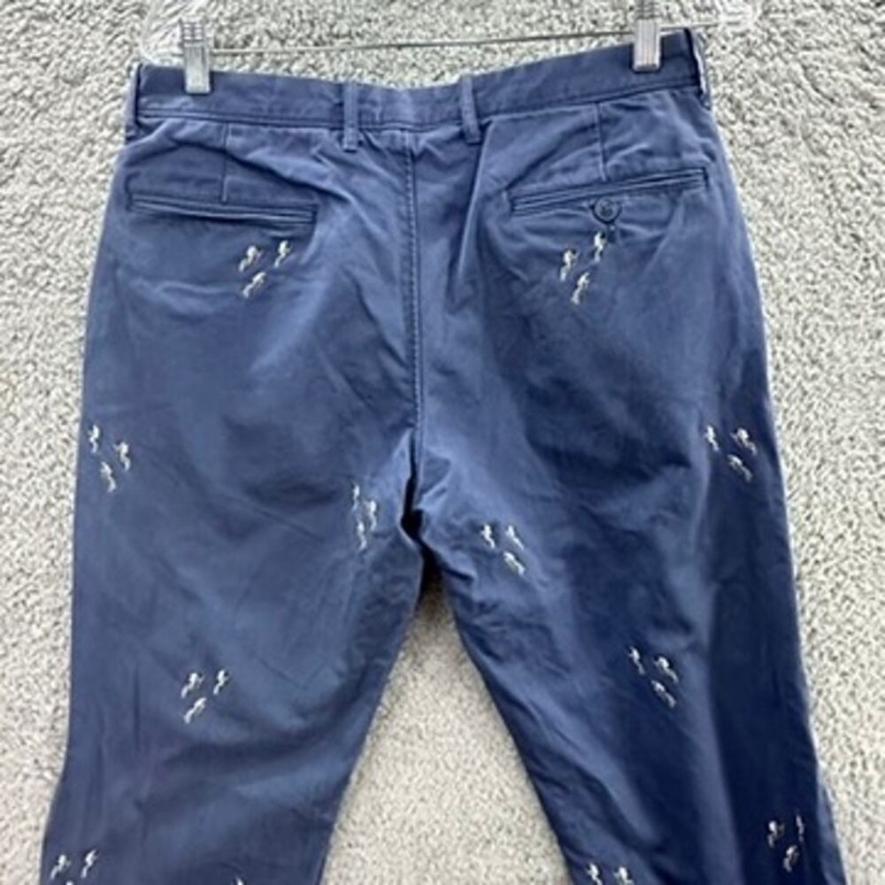 J. Crew Men's 30 x 34 Chinos Blue Straight Leg Embroidered Scuba Divers Vacation - Picture 12 of 12